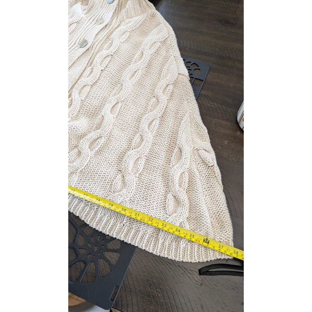 Vintage Hand Loomed Poncho Cape Sweater Cottage Organic Cotton Silk Cable Knit - Picture 10 of 10